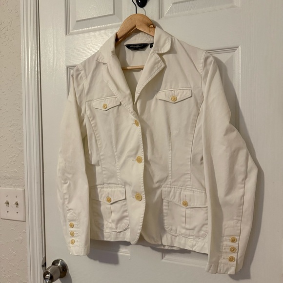 Eddie Bauer Button Up Blazer White Jacket Womens Size 4 Y2K - Picture 4 of 8